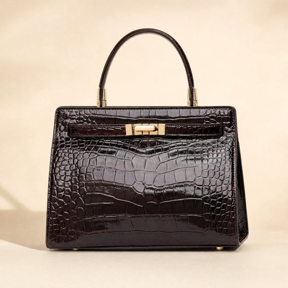 The Contessa Bag in coffee, front view