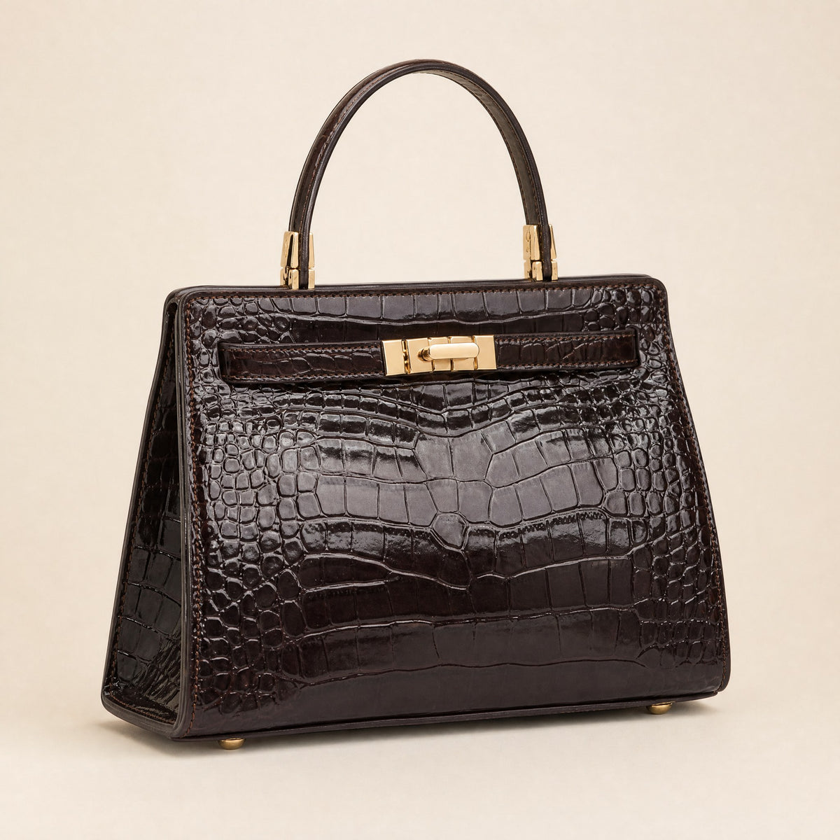 The Contessa Bag in coffee, three-quarter view